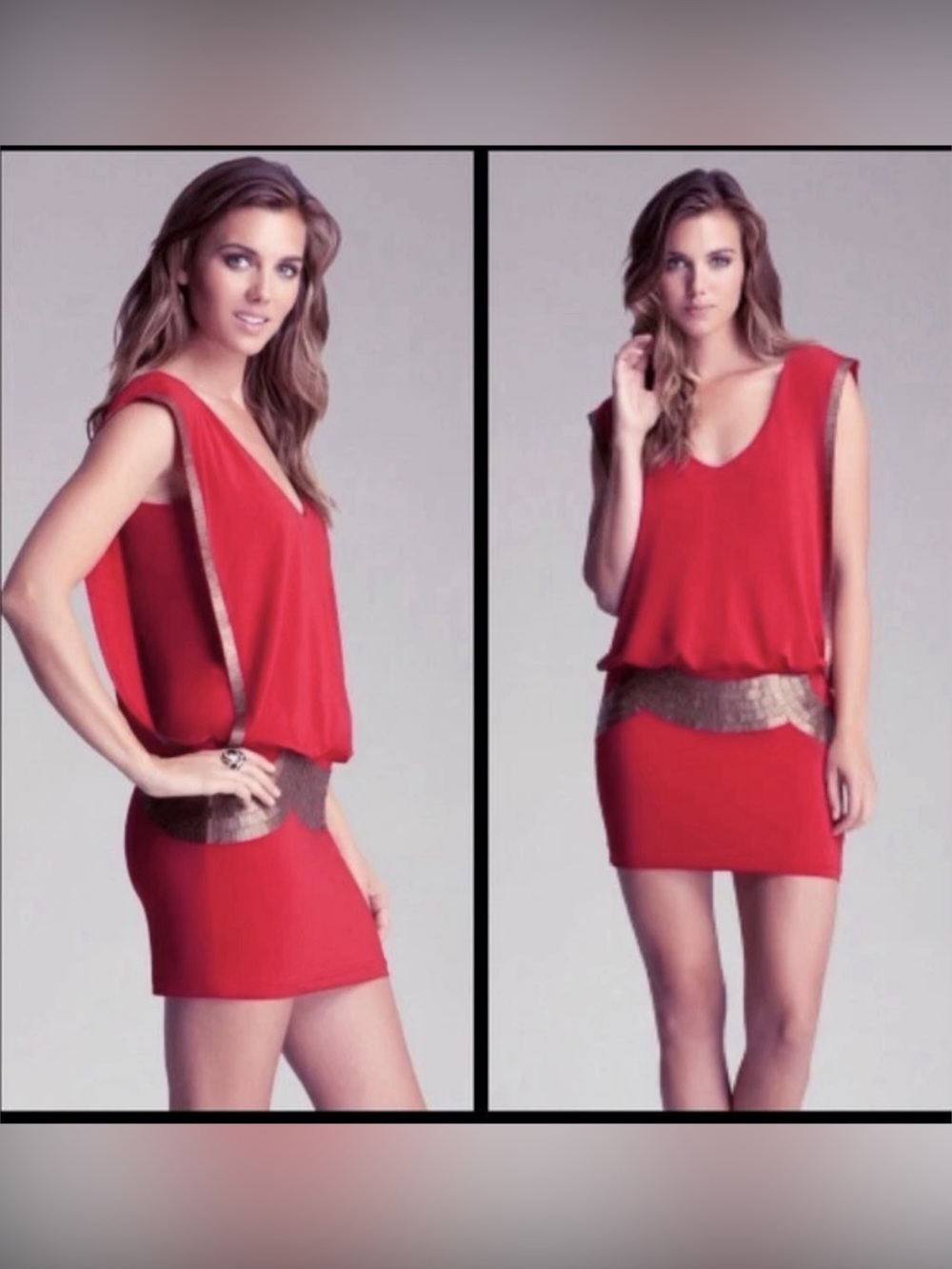 bebe coral Mini Dress with dark brown Sequin Accents Y2K